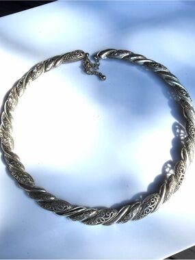 Silver-Tone Twisted Filigree Choker Necklace - Women's Jewelry